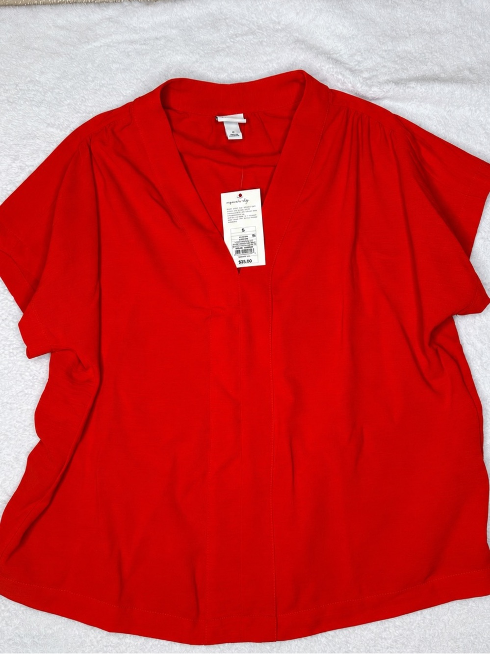 NWT A New Day Red Short Sleeve Blouse Top Size Small S